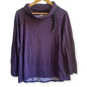 90%OFF❣️T by Talbots Purple Print Funnel Neck Pullover Long Sleeve Top, 1X